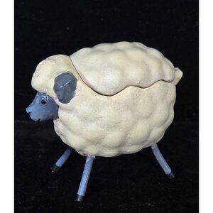 Painted Sheep Figurine Trinket Box